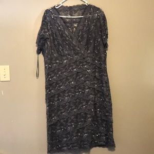 Adrianna Papel charcoal grey 22W beautiful v neck dress